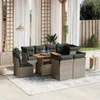Design 9-tlg. Garten-Sofagarnitur mit Kissen Grau Poly Produktbild-Vorschau 1