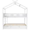 A white bunk bed with a house-shaped frame and a ladder. Náhľad obrázku produktu
