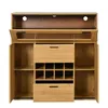 An open wooden sideboard with glass doors and shelves, displaying its interior compartments. Anteprima dell’immagine prodotto