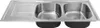 A stainless steel kitchen sink with two basins and a draining board. Produktbild-Vorschau