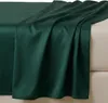 A dark green satin-cotton fitted sheet is draped over a bed. Produktbild-Vorschau