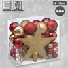 Sada 44 ozdobek vánočního stromku +hvězda, červeno-zlatá Náhled obrázku produktu 10