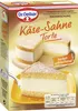 A box of Dr. Oetker Käse Sahne Torte baking mix, featuring images of the finished cake. Produktbild-Vorschau