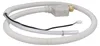 A coiled white corrugated hose with a gray plastic housing and a brass fitting on a white background. Produktbild-Vorschau