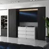 A modern living room with a TV, a white dresser, and a wine rack. Produktbild-Vorschau