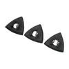 Three black triangular oscillating multi-tool sanding pads are arranged diagonally on a white background. Produktbild-Vorschau
