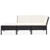 3-tlg. Garten-Lounge-Set mit Auflagen Poly Rattan Schwarz Produktbild-Vorschau 2