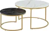 A set of two nesting coffee tables with marble-look tops and gold metal frames. Náhled obrázku produktu