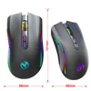 Two views of a gaming mouse with RGB lighting, with dimensions indicated. Produktbild-Vorschau
