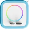 A top-down view of a blue and white Toniebox with a rainbow light ring and two gray buttons. Produktbild-Vorschau