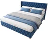 Letto imbottito 160x200 cm, colore blu, con rivestimento in Anteprima dell’immagine prodotto 1