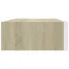 Nástenná zásuvková polica dubová a biela 40x23,5x10 cm MDF Náhľad obrázku produktu 5