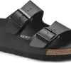 A close-up view of a black Birkenstock Arizona sandal. Produktbild-Vorschau