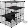 A multi-level wire cage for small animals, such as rabbits or cats, with platforms and a ramp. Podgląd zdjęcia produktu