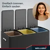 WELLGRO Treteimer 3x15L Schwarz – Edelstahl mit Softclose & Produktbild-Vorschau 2