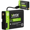 Two Vayox rechargeable batteries are shown, one connected to a charging cable. Anteprima dell’immagine prodotto