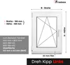Diagram showing dimensions and features of a white window. Anteprima dell’immagine prodotto