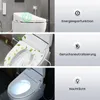 A collage of three images showcasing different features of a smart toilet seat. Produktbild-Vorschau