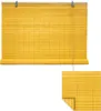 A yellow bamboo blind is shown against a white background, with a close-up inset of the texture. Produktbild-Vorschau