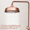 A copper shower head with water spraying from it, with text overlay. Produktbild-Vorschau