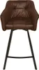 A brown bar stool with a tufted seat and black metal legs, shown from the front against a white background. Produktbild-Vorschau