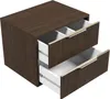 A brown wooden vanity cabinet with two drawers pulled out, showing the interior and drawer slides. Anteprima dell’immagine prodotto