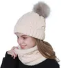 Damen Strickmütze Bommelmütze Loop Schal Set Warm Produktbild-Vorschau 3