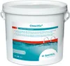 A white plastic bucket of pool cleaning product, with a label showing water and pool ladders. Produktbild-Vorschau