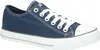 A single navy blue low-top sneaker with white laces and a white sole is shown against a white background. Produktbild-Vorschau