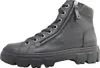 A black leather high-top boot with a side zipper and laces, shown from the side. Voir les images du produit