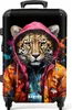 NoBoringSuitcases.com® Großer Koffer - Leopard mit buntem Produktbild-Vorschau 1