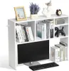 A white desk organizer shelf unit with books and decorative items on top, and a computer monitor and keyboard below. Náhled obrázku produktu