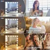 A collage of images showing a vanity mirror with lights, and people using it or in similar settings. Podgląd zdjęcia produktu