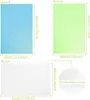 Collage of product images showing blue, green, and white textured sheets with dimensions and thickness indicated. Produktbild-Vorschau