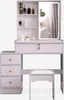 Schminktisch mit Schiebespiegel LED-Licht und Hocker Produktbild-Vorschau 7