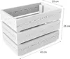 A wooden crate with dimensions indicated by measurement lines and text. Produktbild-Vorschau