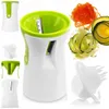 A collage of a vegetable spiralizer and examples of spiralized vegetables. Náhled obrázku produktu