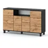 STIV Möbel | Commode 140x35x80 cm Noir Mat / Chêne Wotan | Voir les images du produit 1