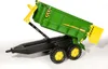 A toy John Deere trailer with the bed tilted up, shown against a white background. Produktbild-Vorschau