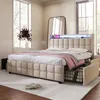 OKWISH Lit avec rangement 90 x 200 cm - Éclairage LED et 2 Voir les images du produit 3