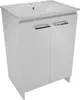 A white bathroom vanity with a sink on top, shown against a white background. Produktbild-Vorschau