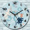 Wanduhr aus Glas Rund fi 30 Vogelkräne & Blumen Quarz Deko Produktbild-Vorschau 1