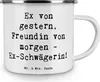 Mr. & Mrs. Panda Emaille Becher Spruch Ex-Schwägerin Produktbild-Vorschau 3