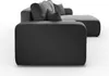 A close-up, low-angle view of a dark gray sectional sofa. Produktbild-Vorschau