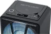A close-up view of the top and front of a black portable stereo system. Voir les images du produit