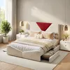 Letto imbottito ProximaX 140x200 cm in velluto bianco crema Anteprima dell’immagine prodotto 5