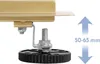 A close-up view of an adjustable foot with a threaded bolt and a black base, attached to a gold-colored metal profile. Podgląd zdjęcia produktu