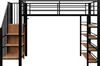 Merax podkrovní postel 90x200cm se schody a policemi, Náhled obrázku produktu 7