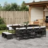 13-tlg. Garten-Essgruppe mit Kissen Schwarz Poly Rattan Produktbild-Vorschau 2