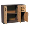 A modern sideboard with two drawers and three doors, presented against a white background. Produktbild-Vorschau